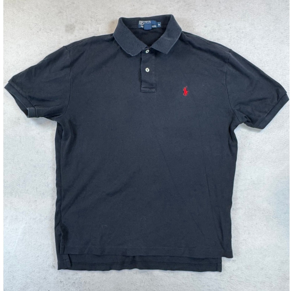Polo Ralph Lauren Mens Medium Black Short Sleeve Cotton Polo Shirt Red Pony